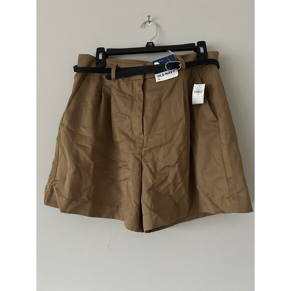 Old Navy Taylor High Waisted Pleated Shorts Size Medium New And Black Thin Belt - Picture 1 of 7